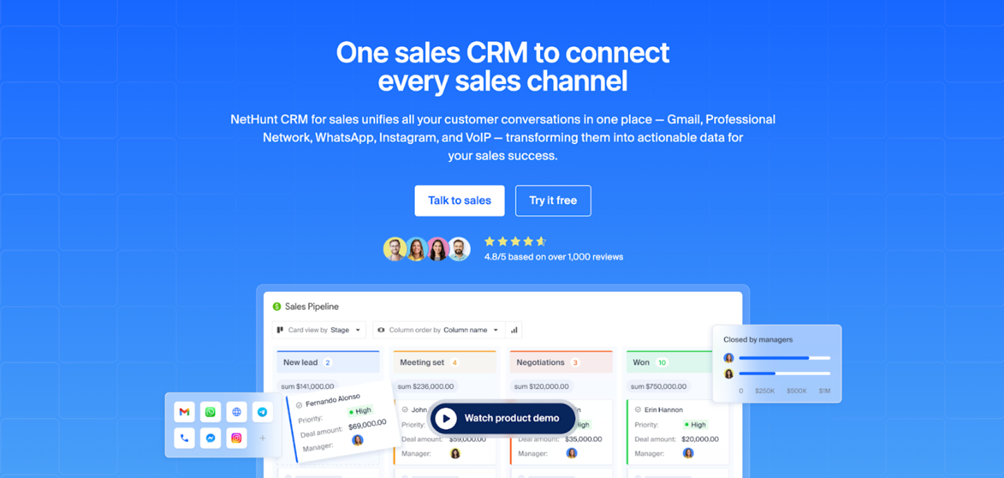 NetHunt CRM sales platform overview